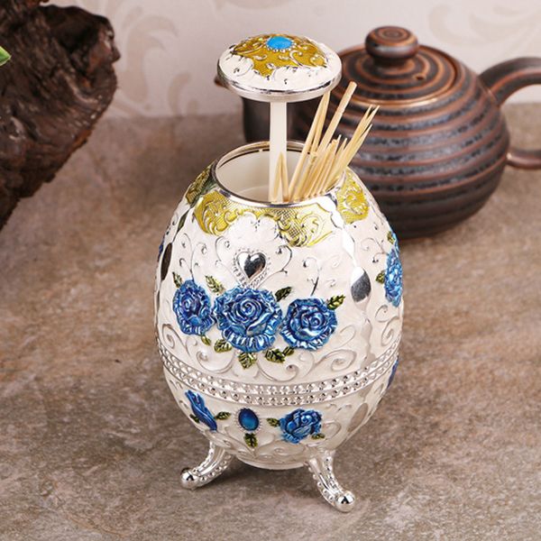 

automatic toothpick holder vintage flower peacock russian castle carved toothpick dispenser organizer metal craft decoration