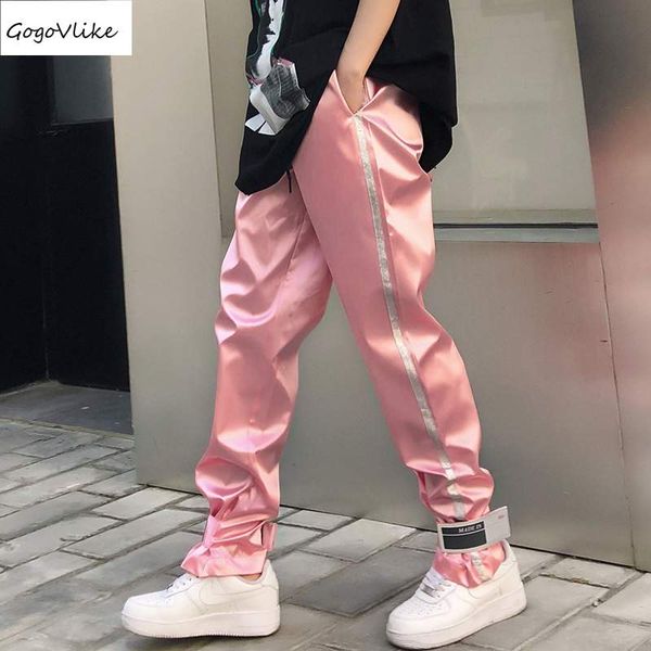 

Harem pants Pink/Black/Silver Casual 2018 Women Hip Hop Trouser Oversize baggy Pant Student Women Clothing Badge LT467S30