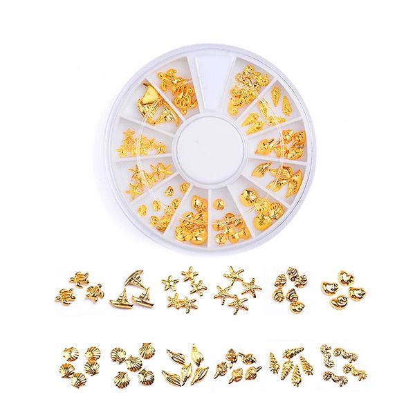 

rose gold rivet 3d nail art decoration grey gold circle star round square triangle mixed accessories nail crystal rhinestones se, Silver;gold