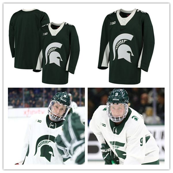 

Mens NCAA Big Ten Michigan State Spartans College Hockey Jerseys Stitched White Green Customized Michigan State Spartans Personal Jersey S-3