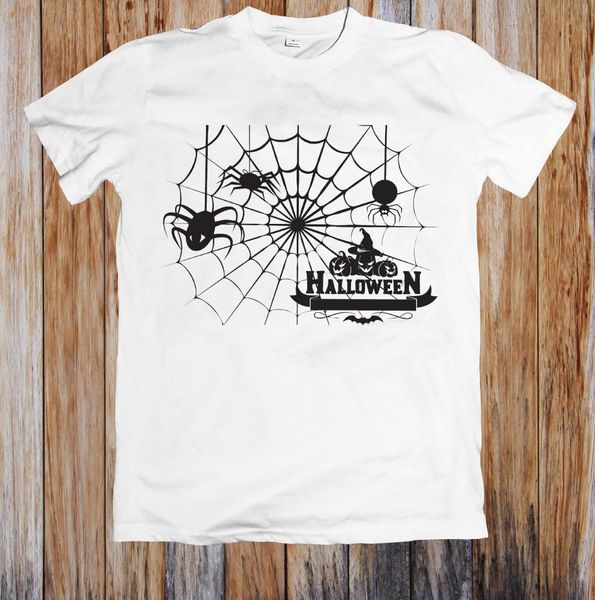 

halloween spiderweb stencil t-shirt, White;black
