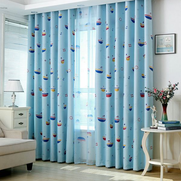 Grosshandel Cartoon Vorhange Segel Boot Gedruckt Voile Sheer