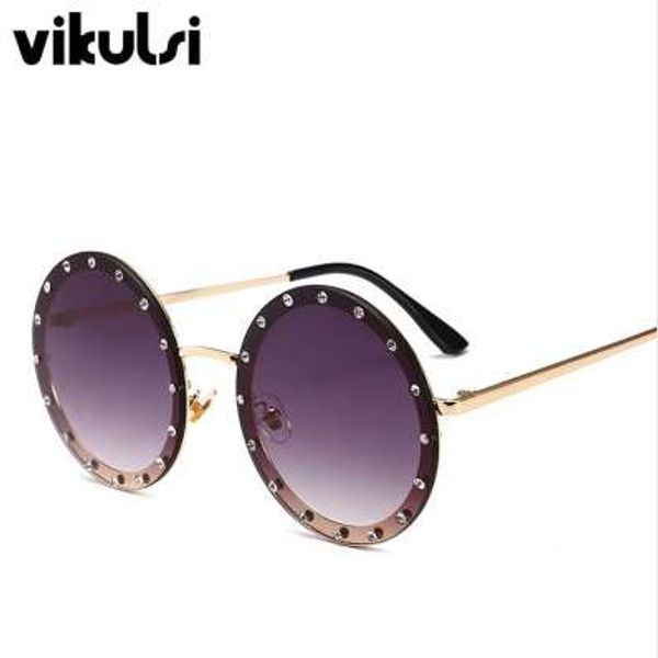 

oversized round rivet designer sunglasses women vintage metal frame clear lens sun glasses oculos pink yellow blue eyewear, White;black