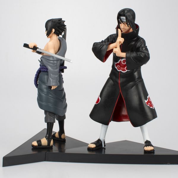 

2pcs/set anime naruto figure uchiha sasuke + uchiha itachi pvc action figures collectible model toys approx 16cm packed in opp bag gift