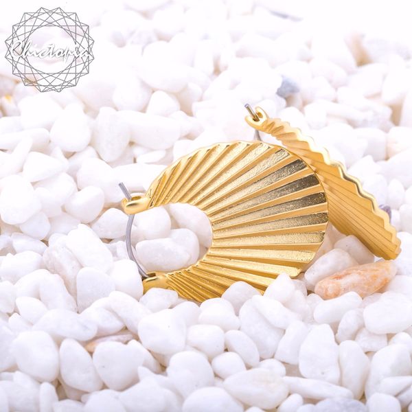 

whole salechica statement circle vintage matt gold plating shell earrings for women 2017 fashion ethnic romantic hoop earrings, Golden;silver