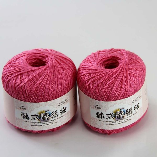 

sale 2ballsx50g soft cotton yarn thread crochet lace sweaters knitting crocheted 16103-2 berry pink, Black;white