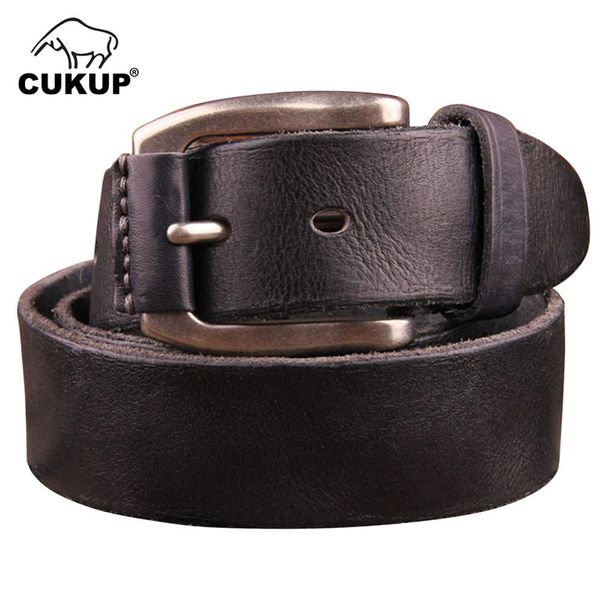 

cukup brand name design men's pure 100% cow genuine leather belts fashion belts cover design pin buckle nck459, Black;brown