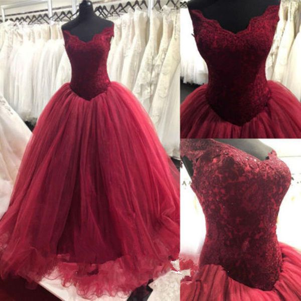 

2020 new wine red ball gown quinceanera dresses crystals for 15 years sweet 16 plus size pageant prom party gown qc1053, Blue;red