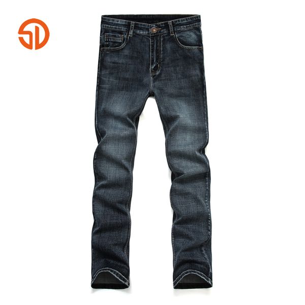 

brand jeans men straight slim long trousers fashion casual black blue denim male business jeanswear pants plus size 28-42