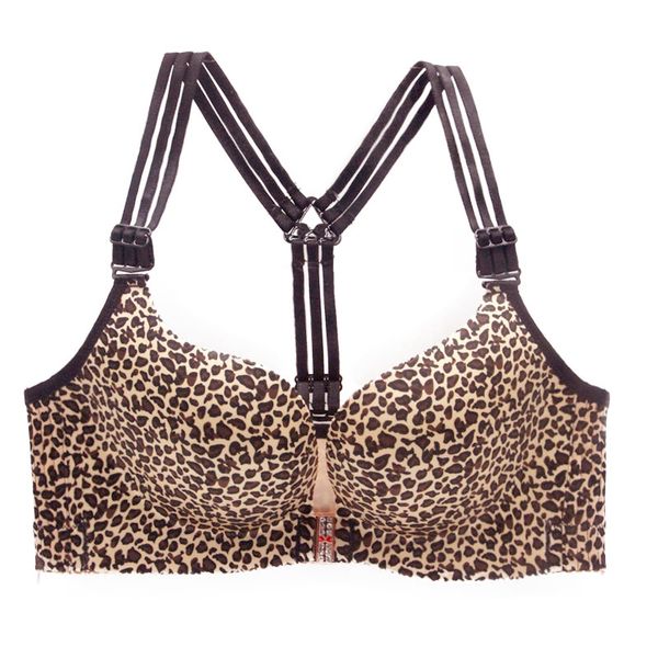 

seamless push up bra plus size bralette front closure wireless bras for women big size bra leopard lingerie brassiere femme, Red;black