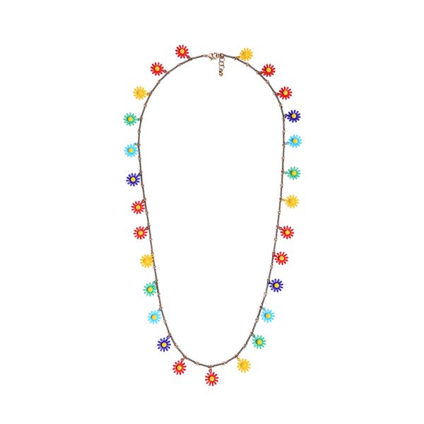 

temperament long necklace women's clothing & accessories colorful flower pendant necklaces india collar jewelry wholesale, Silver