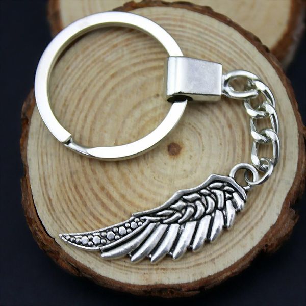 

6 pieces key chain women key rings for car keychains with charms wing 39mm, Slivery;golden