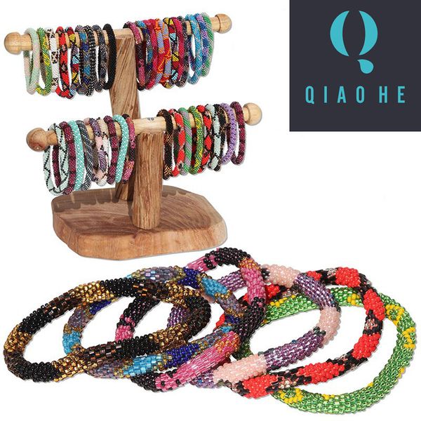 

2016 fashionable handmade nepal glass beaded bracelets the unique gifts 10pcs, Black