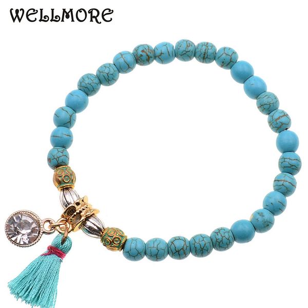 

wellmore 6mm beaded bracelets natural stone beads bracelets for women faishion jewelry drop shipping wholesale, Golden;silver
