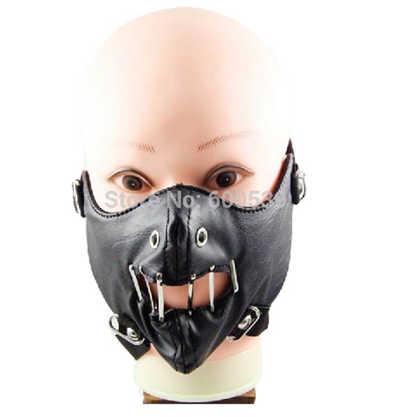 

cycling motorcycle punk rock face mask hip-hop halloween party leather mask, Black