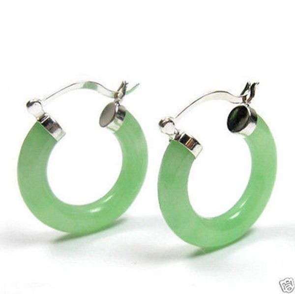 

jewelry natural light green jade click hoop earrings<<<ing, White