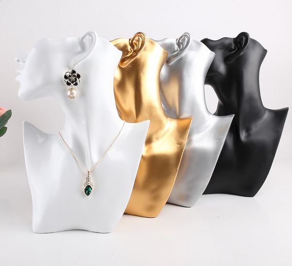 

women mannequin head necklace and earring display femal face model, White