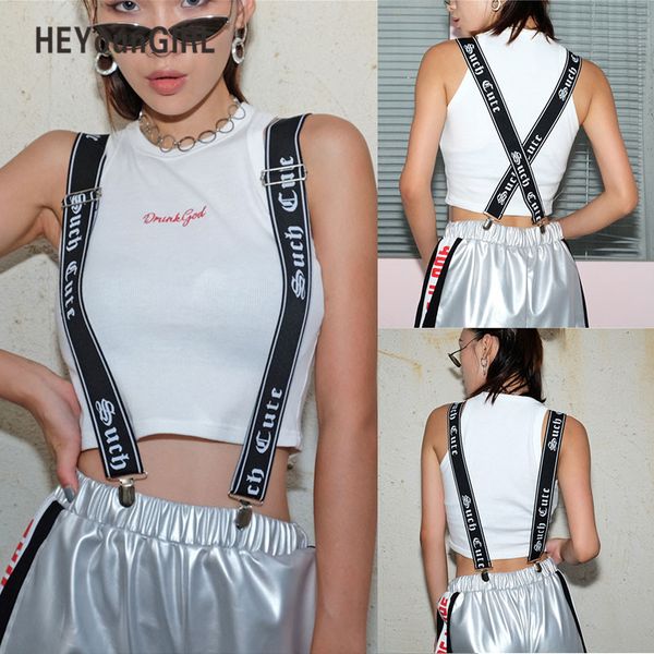 

heyoungirl harajuku printed suspenders women mens trouser straps adjustable braces clip-on pants suspenders belt punk, Black;white
