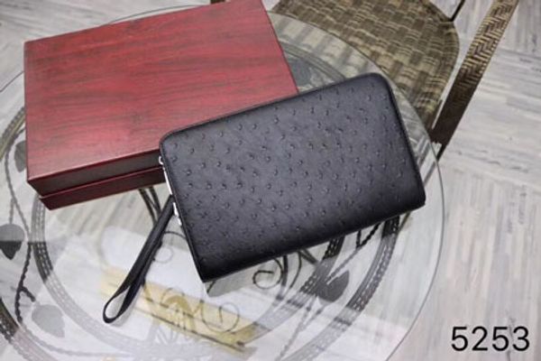 

men leather clutches ostrich grain single zipper handy clutches 19cm wide absolutly prices