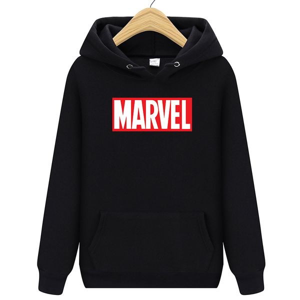 

new brand cartoon marvel sweatshirt men hoodies fashion solid fleece hoodie mens pullover men's tracksuits moleton masculino, Black