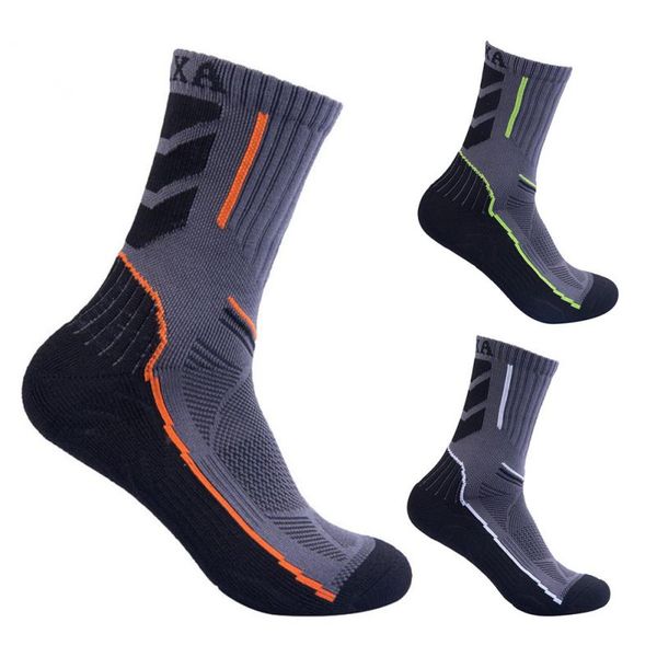 

men high-sport socks quick dry breathable absorb sweat antibacterial for outdoor climbing hiking cycling running skiing k5, Black