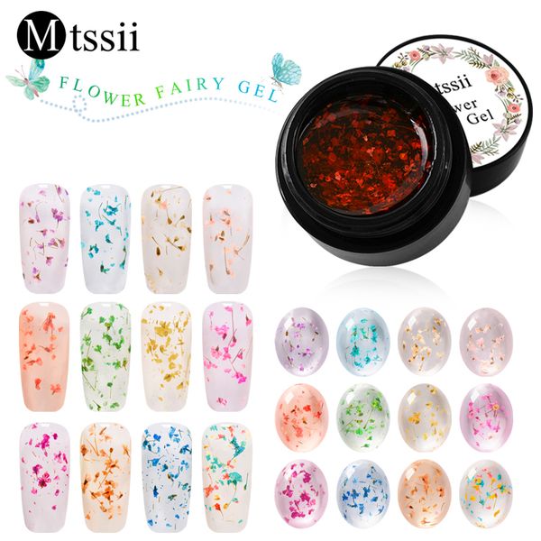 

mtssii 5ml flowers nail gel polish natural dried flower fairy series soak off uv gel diy nail art nails decoration painting, Red;pink