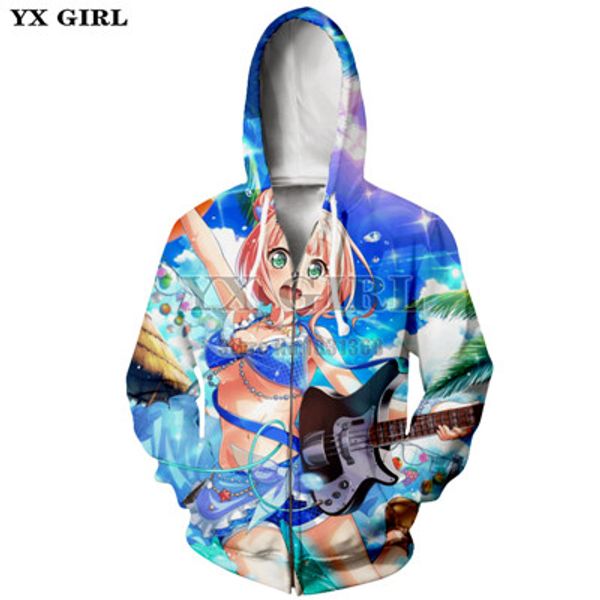 

plstar cosmos 2018 new vocaloid hatsune miku hoodies sweatshirt 3d print zip hoodies men/women brand cartoon hoodie-15, Black