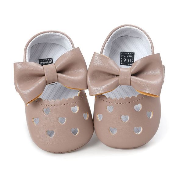 

leather newborn baby girls princess heart-shaped soft bottom shoes