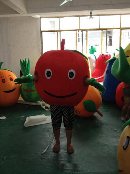 2018 de alta qualidade quente dos desenhos animados apple traje da mascote bonito vermelho apple halloween chirastmas festa fancy dress trajes