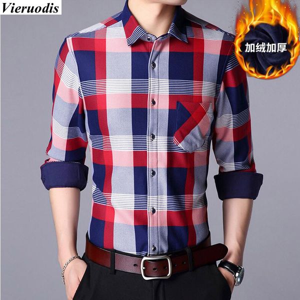 

new man's classic business men's plus velvet warm shirts long sleeve turndown collar thick plaid cloth dress shirt, White;black