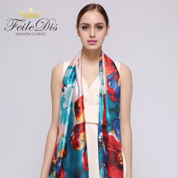 

feiledis]2018 fashion bandana luxury scarve woman brand silk scarf women shawl scarf shawl fd318, Blue;gray