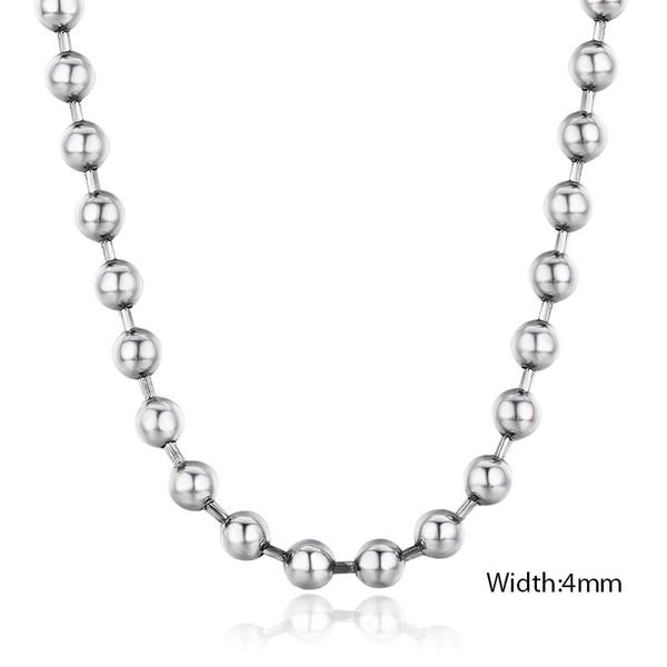 

50cm 925 sterling silver round bead chain necklace women men jewelry collier kolye collares ketting 4mm