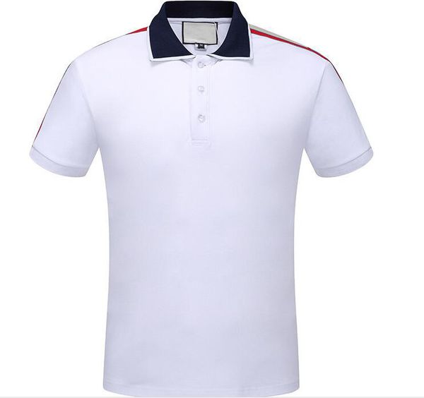 

new summer short sleeve luxury designer polo shirts men casual polo fashion strip print embroidery t shirt high street mens cotton polos, White;black