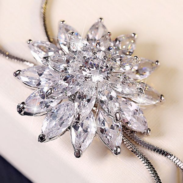 

fashion elegant sweater chain long crystal snow pendant water drop accessories long decoration necklace jewelry, Silver