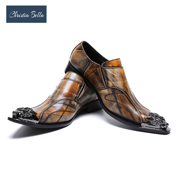 

christia bella men dress shoes brown genuine leather men shoes iron pointed toe business sepatu pria, Black