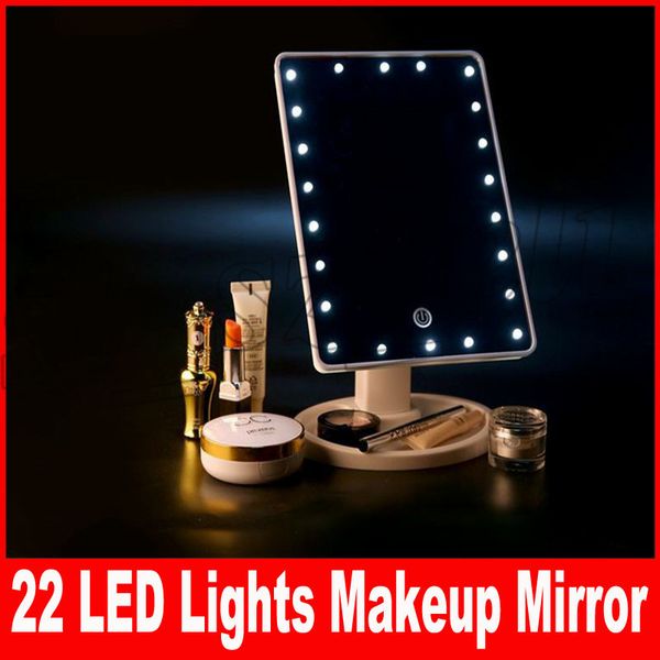 

360 degree rotation touch screen make up led mirror cosmetic folding portable compact pocket with 22 led lights makeup mirror