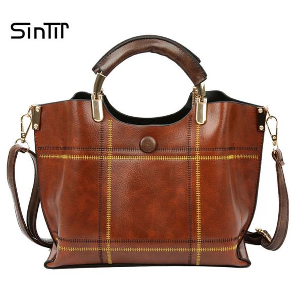 

oil wax leather women handbags patchwork ladies shoulder bags famous brands large capaciry female casual tote bag