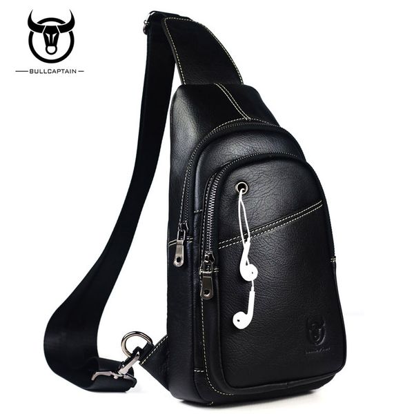 

bull captain cow leather mens chest bags fashion travel crossbody bag man messenger bag male shoulder bags retro