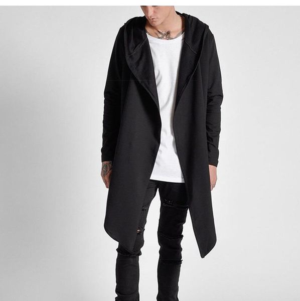 

Fashion Winter Mens Hip Hop Coats Long Before and After The Short trench Coat Hi-Street Extended Hoodies Mens Black Trench Coat S-XL