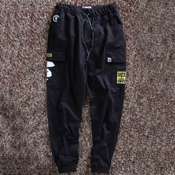 

new stylish mens pants autumn style fashion pants pattern printed mens casual solid pocket pants fashion casual sport long trousers joggers, Black