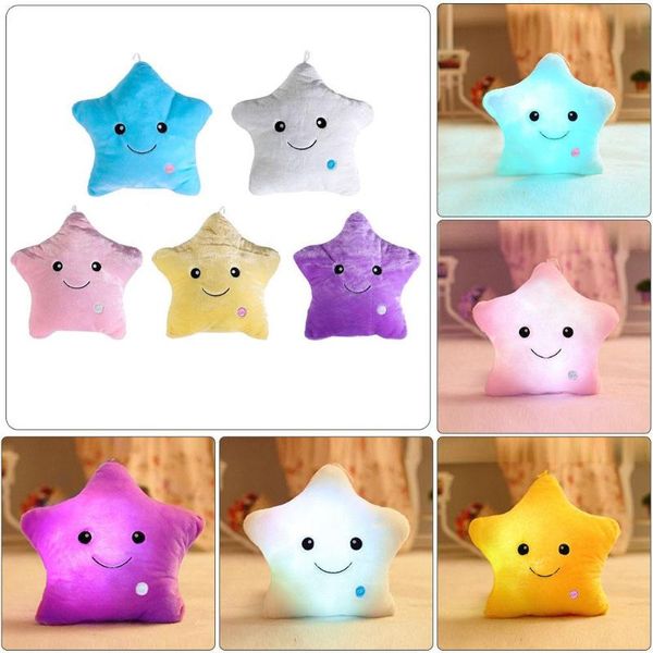 

comfortable colorful body pillow star glow led luminous light pillow cushion soft relax gift smile 5 colors 2018