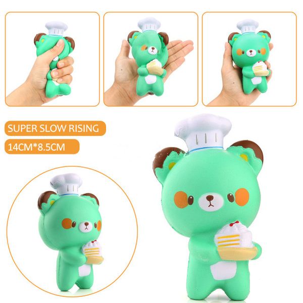 Baby Anti-Stress-Spielzeug Bär 14 cm Kawaii Jumbo Panda Konditor Squishy Charm Brot weiche langsam steigende Kind Spielzeug Geschenk Cartoon Kuchen Brötchen Großhandel