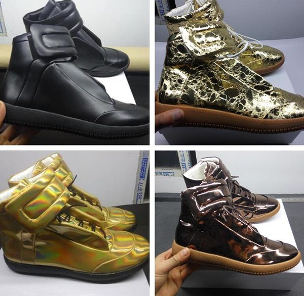 

2020 new designer original box high man casual shoes new hook&loop multi colors gold black bronze casual boots sneakers size 38-46