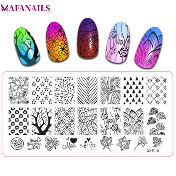 

1pc rectangle nail stamping template plate flower leaf tree love valentine's day pattern image nail art stamping plate qxe 1-20, White