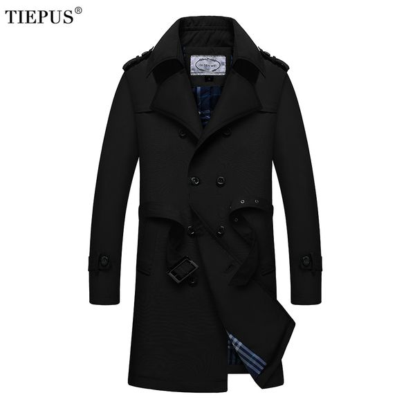

tiepus 5xl men's parkas long trench coats spring men business jackets male manteau homme mens slim overcoat windbreaker, Tan;black