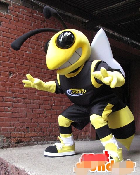 Benutzerdefiniertes Hornet-Bienen-Maskottchen-Kostüm für Erwachsene, mit Logo, kostenloser Versand