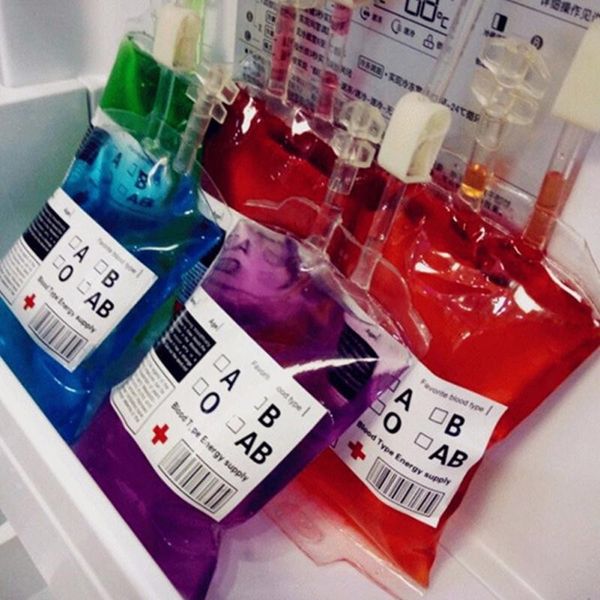 

350ml transparent clear blood bag pvc reusable blood energy drink bag halloween decoration pouch props vampire party supplies