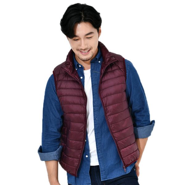 

slim sleeveless vest coats mens solid down vest zipper warm windproof outwear winter waistcoat coats #1813 a#487, Black;white