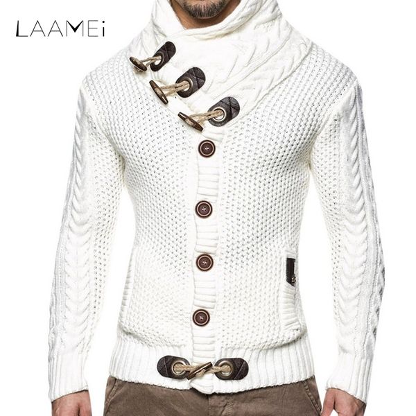

laamei 2018 autumn winter fashion casual cardigan sweater coat men loose fit warm knitting clothes sweater coats mens button top, White;black