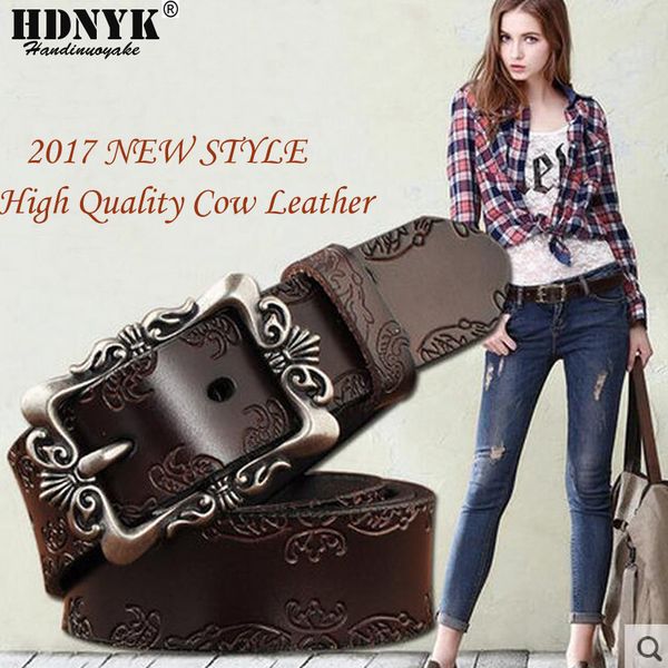 

new arrival fashion women cow leather belts wide vintage floral carved cowskin belts for women cummerbunds ceinture femme, Black;brown
